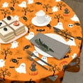 thumbnail image 5 of Halloween Tablecloth Round 60 Inch - Fall Table Cloths Pumpkins Ghost Circle Table Cover for Party Picnic Kitchen Dining Room, 5 of 6