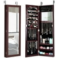 thumbnail image 1 of Costway Armoire à Bijoux Murale et de Porte avec Miroir, Armoire de Rangement, Organisateur, Brun, 1 of 10