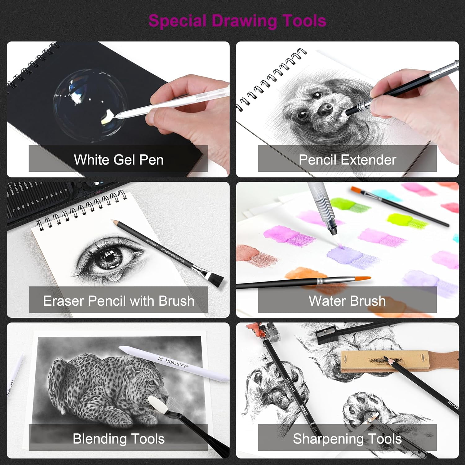 120 PCS Drawing Set Sketching Kit, Art Supplies with 3-Color Sketchbook,Coloring Book,Rainbow,Colored,Watercolor,Metallic,Graphite,Black & Colored Charcoal Pencils,Blending Tools and More