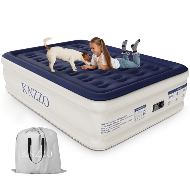 KNZZO Colchón de aire completo con bomba incorporada, colchón inflable con parte superior flocada suave, colchón inflable a prueba de fugas, cama de aire plegable impermeable para huéspedes del hogar,