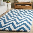 thumbnail image 2 of SAFAVIEH Chevron Giuseppe Chevron Shag Area Rug, Ivory/Blue, 6' x 9', 2 of 10