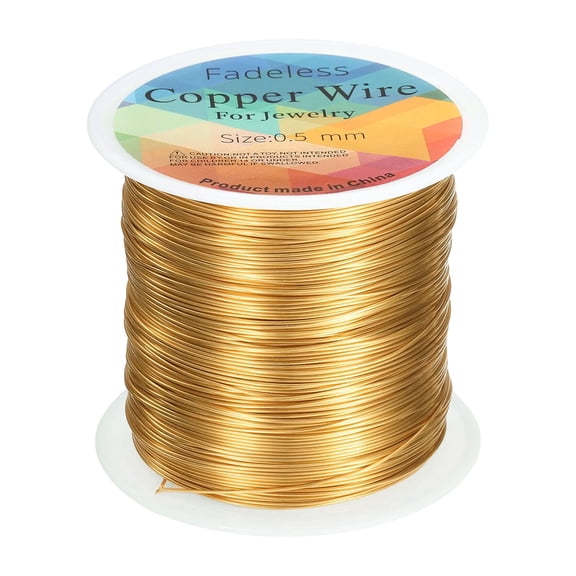Uxcell Artistic Wire 203ft 24 Gauge Copper Craft Wrapping Wire, Bright Gold