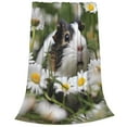 thumbnail image 2 of Fotbe Daisy Guinea Pig Manta de Franela Acolchonada con Estampado, Súper Suave y Esponjosa, Extra Grande para Sofá, Cama, Uso Todo el Año-40"x30", 2 of 7