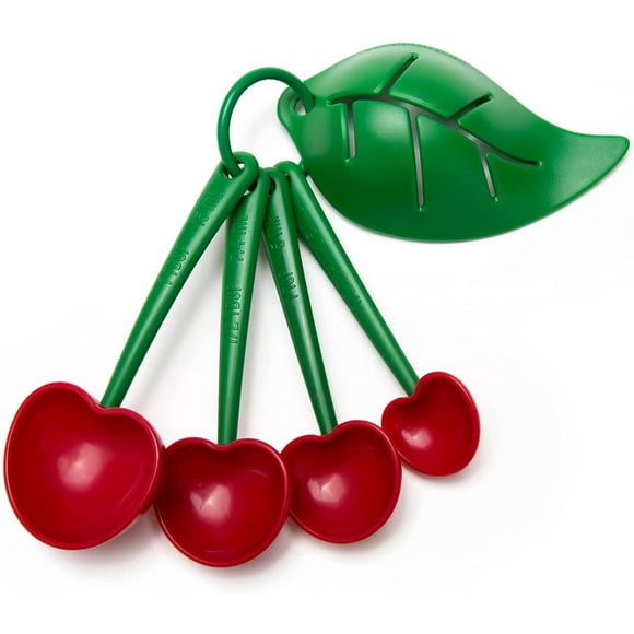 Measuring Cups Set - Teaspoons for Dry & Liquid Ingredients, BPA-Free & Dishwasher Safe, Funny Gifts, Baking Accessories, Unique Kitchen Gadgets (Mon Cherry)