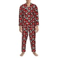 thumbnail image 4 of Bingfone Men'S Pajama Set 2 Piece Loungewear Pjs, Long Sleeve With Pajama Pants-Red Floral, 4 of 9