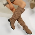 thumbnail image 5 of YLYL Women's Extra Wide Calf Knee High Slouchy Boots, Wide Width Tall Boots with Flat Heel Side Zipper, 5 of 7