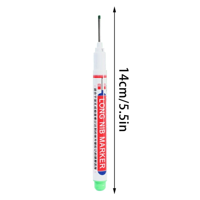 Vwrxbz Deep Hole Marker Long Nib 20mm Oil Based Pen with Ruler for Woodworking Tile Drilling Position Marking