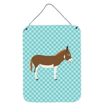 Caroline's Treasures BB8021DS1216 Miniature Mediterranian Donkey Blue Check Wall or Door Hanging Prints, 12x16,