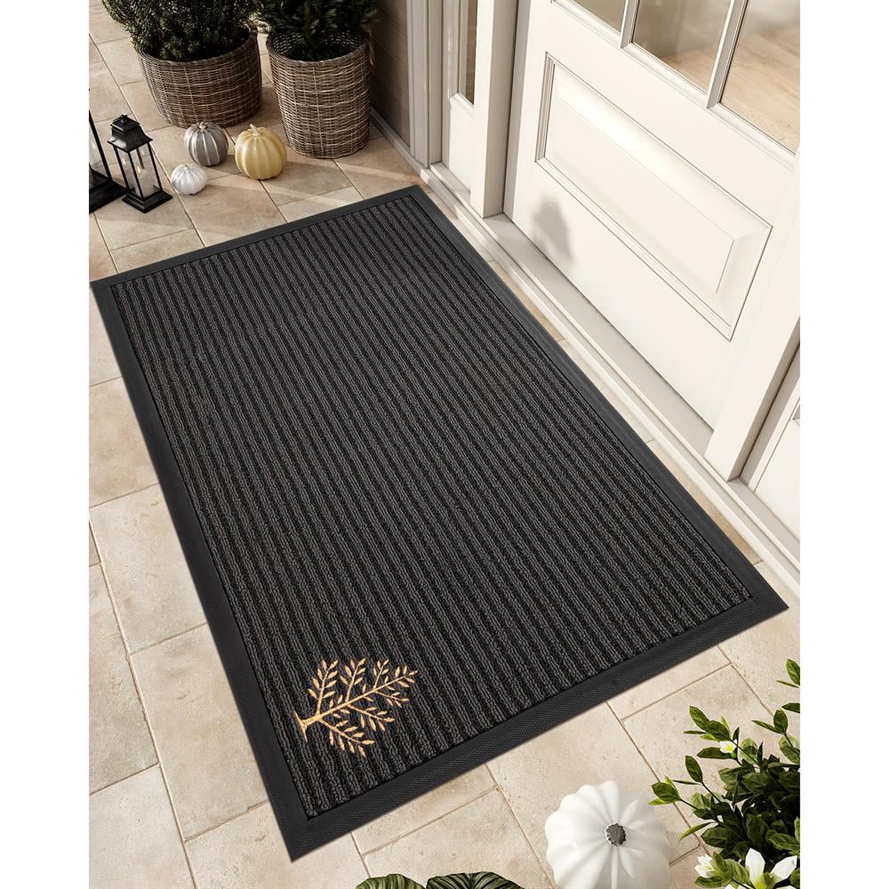 Topcobe Outdoor Doormat, Heavy Duty Front Door Mat, Trap Dirt Non-Slip Welcome Mat, Easy Clean Embroidered Floor Mat for Entryway, Patio, Porch, 47"x71"