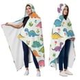 thumbnail image 2 of Wearable Blanket,Colorful Dinosaurs Holding Flowers Hooded Wearable Flannel Blanket for Adults & Teens with Buckle,Winter Poncho Shawl Wrap Cape,60"x80", 2 of 5