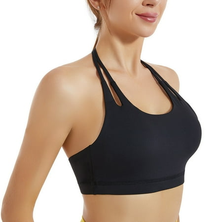 

Sksloeg Women s 2023 Y Back Padded Sports Bra for Women Racerback Strappy Workout Yoga Bra Black M