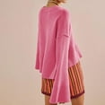 thumbnail image 4 of Baqcunre Women's Clothing, Womens Lightweight Sweaters Crewneck Bell-Style Sleeve Knit Tops Slouchy Soft Pullover Jumpers Valentines Day Gifts, 1Pc Sweater Hot Pink S, 4 of 6