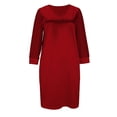 thumbnail image 6 of Zedker Satin Dress for Women Mesh Long Sleeve Loose V-Neck Elegant formal Cocktail Wedding Guest Dresses Red XL, 6 of 8
