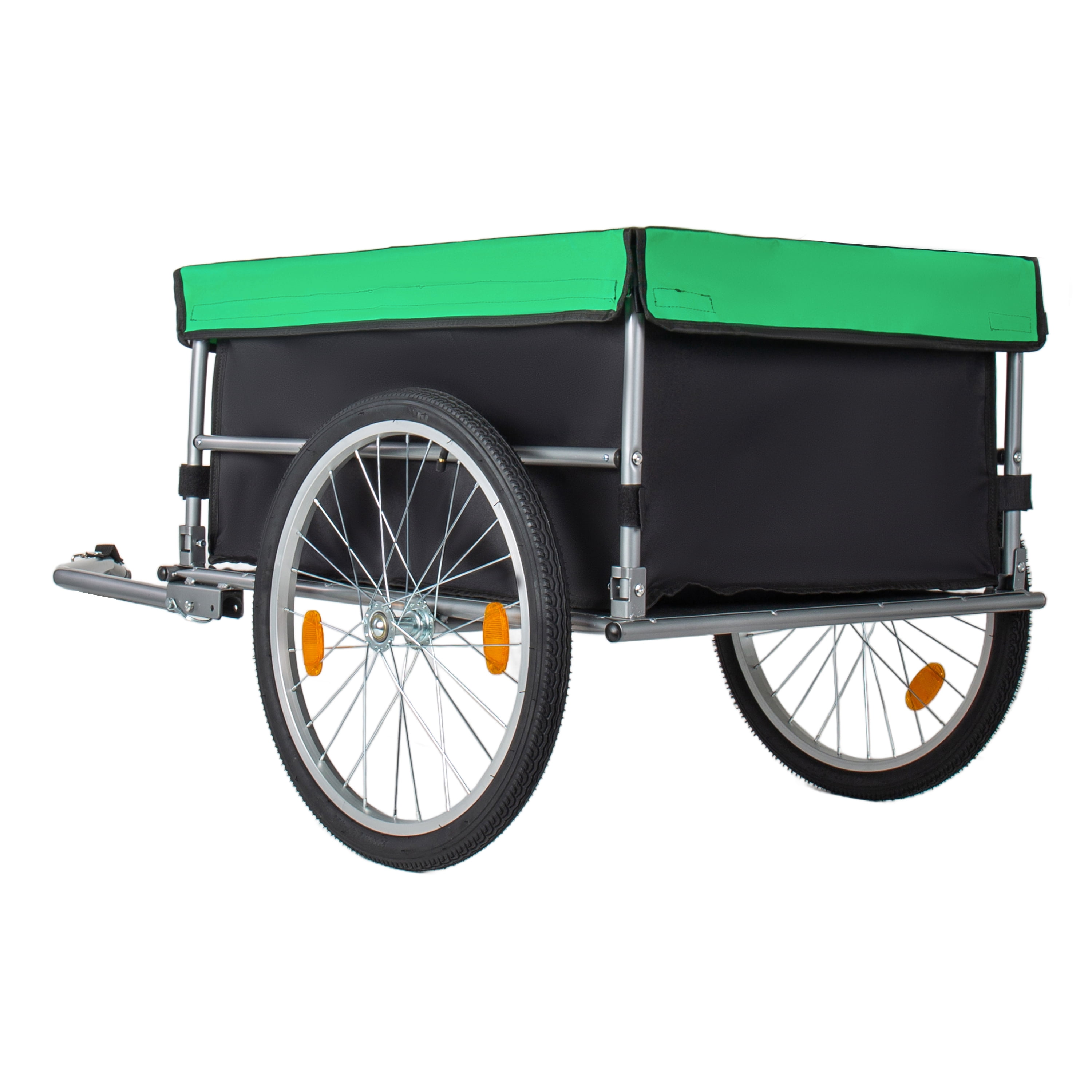 Foldable Bicycle Cargo Trailer, Black & Green with 20 Inch Wheels, Removable 600D Oxford Cover, Folding Frame and Quick Release, 120LBS Capacity for Groceries, Tools and Luggage