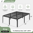 thumbnail image 3 of 22 Inch High King Bed Frame with Rounded Corner Legs, Sturdy Mattress Foundation, Heavy Duty Metal King Size Platform No Box Spring Needed, Noise Free, Easy Assembly, Black, 3 of 17