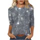 thumbnail image 4 of Heisall Womens Tops 3/4 Sleeve Round Neck Loose Casual Tshirts Striped Print Pullover, 4 of 6