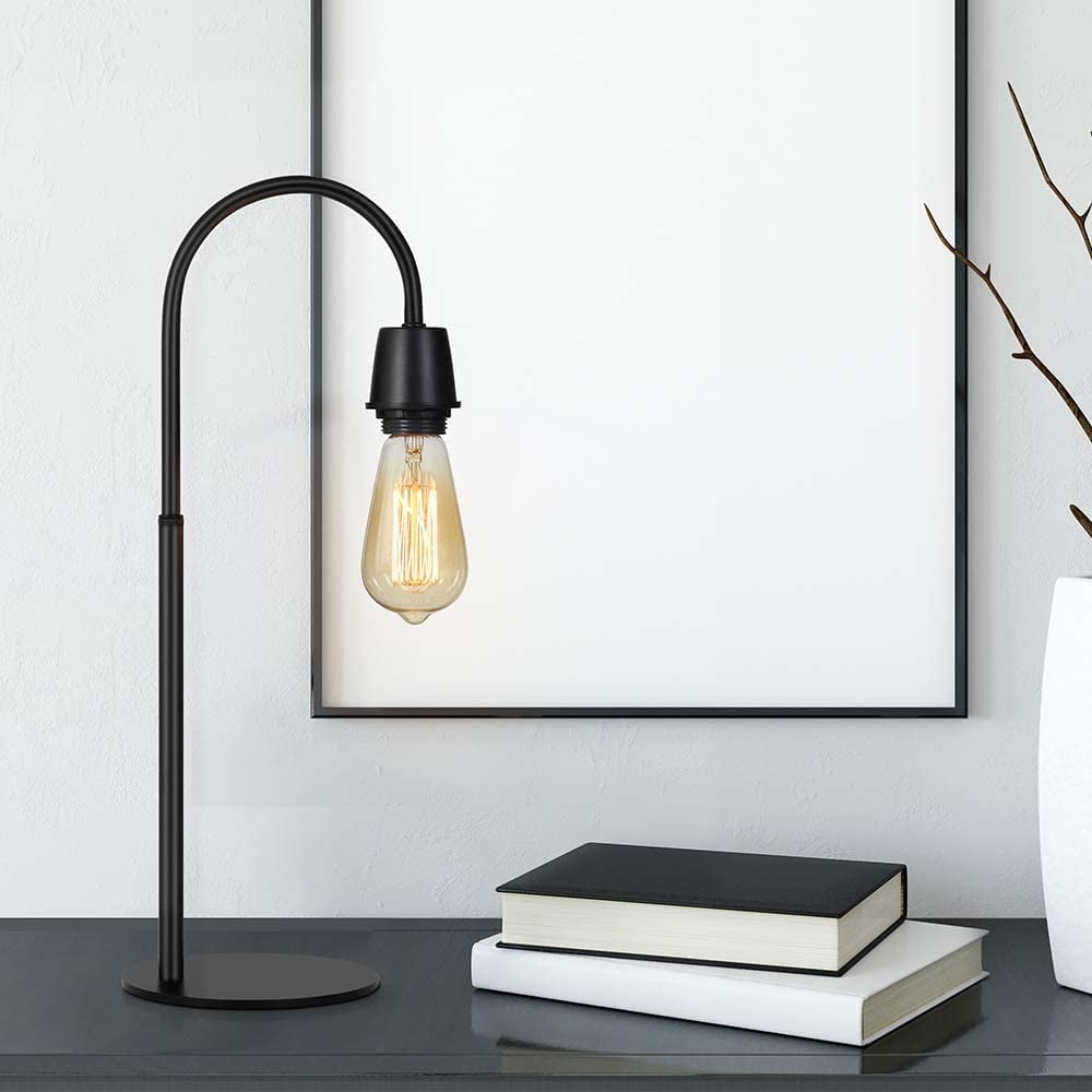 Industrial Desk Lamp, Bedside Lamp with Metal Cage, Edison Nighstand