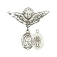 thumbnail image 1 of Sterling Silver Baby Badge with Miraculous Charm and Angel w/Wings Badge Pin 1 1/8 X 1 1/8 inches, 1 of 1