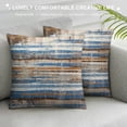 thumbnail image 3 of COMIO Brown Blue Grey Decorative Pillow Covers, Abstract Vintage Art Striped Throw Pillow Covers, Soft Square Outdoor Farmhouse Cushion Case for Couch Living Room Sofa Bed Car Decor, 3 of 5