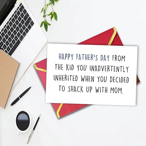 Funny Father's Day Card for Step Dad, Unique Step Dad Father Day Gifts Card from Daughter, Happy Father's Day Step Dad from Wife