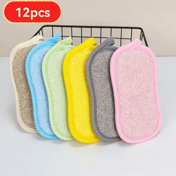 12 Pack Multicolor Dual Sided Kitchen Sponges, Non Scratch Microfiber Dish Sponges, Reusable Scrub Sponges for Washing Dishes, Pots, Pans and Countertops