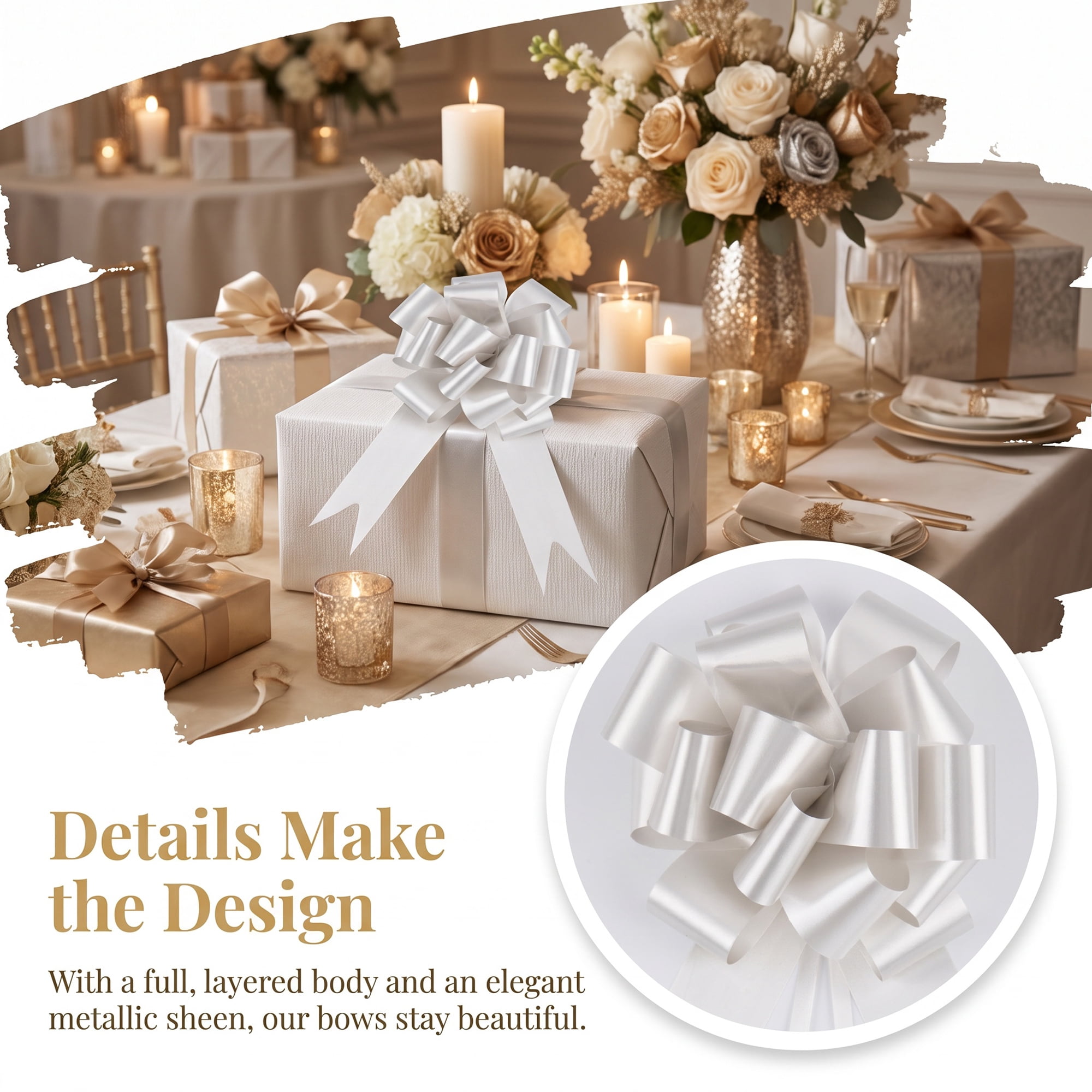 Unique Bargains Crush-Resistant Metallic Bows for Gift Wrapping and Decoration Silver