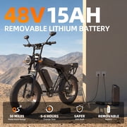 Unibike Ebike for Adults, 748 Peak Motor Electric Bike, 48V/15Ah Removable Battery, 20“X4” Fat Tire E-Mountain Bike, Off-Road E-Bike With Led Turn Signals