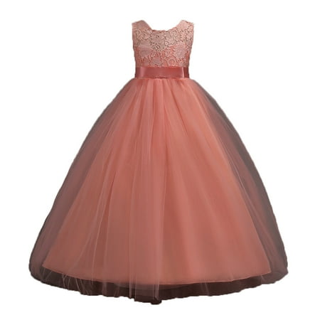 

DNDKILG Baby Toddler Girls Embroidered Sundress Tulle Tutu Sleeveless Dress Summer Dresses Pink 3Y-12Y 140