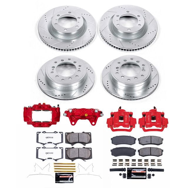 PowerStop Front and Rear Z23 Evolution Sport Brake Pad and Rotor Kit with Red Powder Coated Calipers Fits: LEXUS TOYOTA Select Models KC5874A