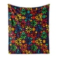 thumbnail image 1 of Geometric Soft Flannel Fleece Throw Blanket, Windows Glass Inspired Rainbow Colored Image with Flowers Like Artwork Print, Cozy Plush for Indoor and Outdoor Use, 60" x 80", Multicolor, by Ambesonne, 1 of 6