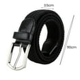 thumbnail image 6 of Men Belt Metal Pin Buckle Wide Band Anti-break Solid Color Firm Stitching Great Tougness Waist Strap Male Elastic Belt Pants Jeans Matching, 6 of 7