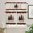 thumbnail image 2 of Christmas Kitchen Curtain Set Christmas Tree Rod Pocket Kitchen Tier Curtains Valance Set 3 Piece Snowflake Red Black Green Buffalo Plaid Check Christmas Window Curtain Valance Tier Set 54 in x 36 in, 2 of 5