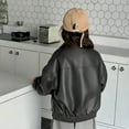 thumbnail image 3 of ATOGUTA Girls Faux Leather Jacket Kids Lightweight Fall Winter Coat Outerwear with Pockets Size 5T-16, Black, 3 of 5