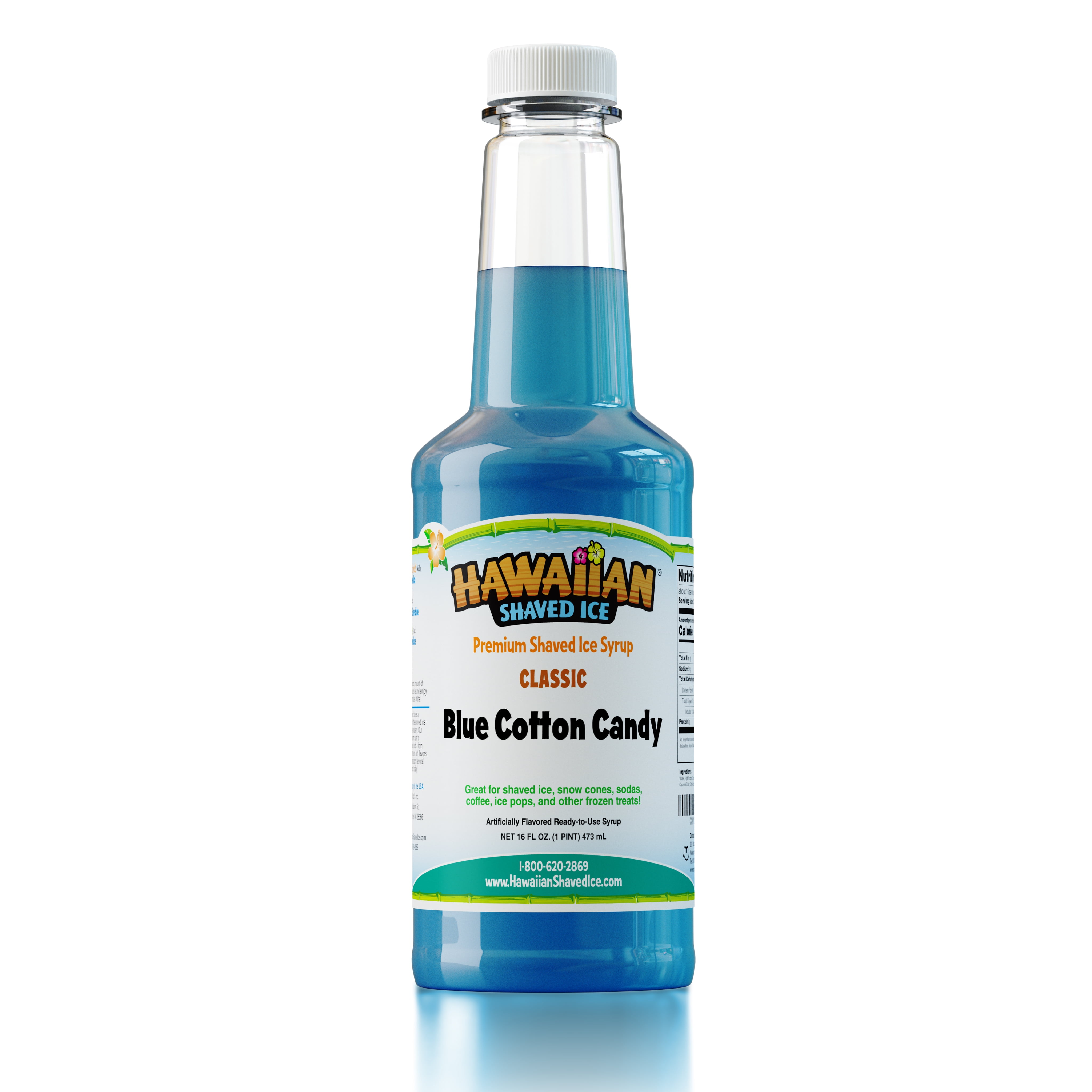 Hawaiian Shaved Ice Snow Cone Syrup - Blue Cotton Candy Flavor (Pint)
