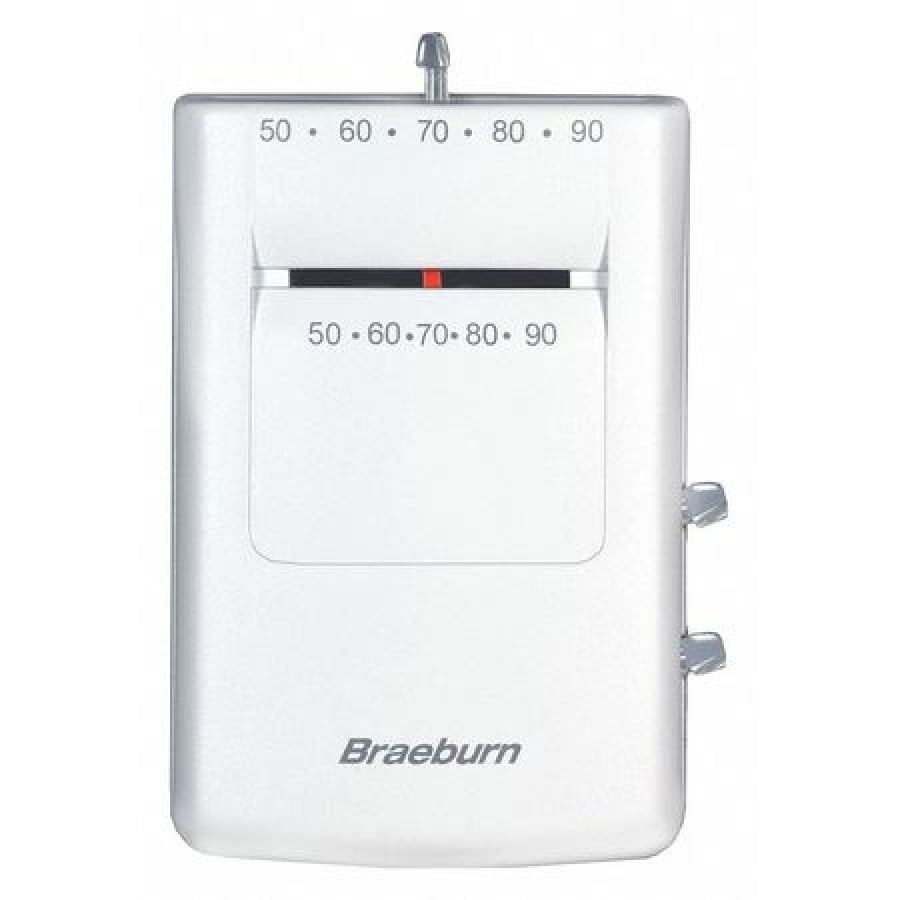 BRAEBURN 505 Mechanical Thermostat , 1 H 1 C, Hardwired , 18/30VAC