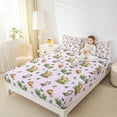 thumbnail image 4 of Homewish Linos Monkey Zebra Queen Sheet Sets,Tropical Monstera Leaf Flat Sheet,Purple Green Queen Fitted Sheet For Boys Kids,Breathable Home Decor,4-Piece, 4 of 7