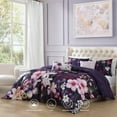 thumbnail image 5 of Bebejan Morning Glory 5 Piece Comforter Set, Purple, Queen, 100% Cotton Sateen, Reversible, All Season, Cozy Comfort, 5 of 11