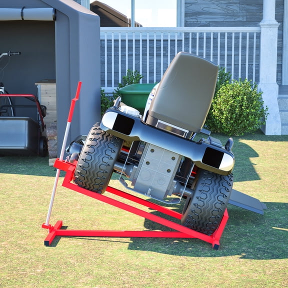 Bullenfity 880 lbs Lawn Mower Lift Jack, 35° Adjustable Tilt for Tractors and Zero Turn Lawn Mowers, Red