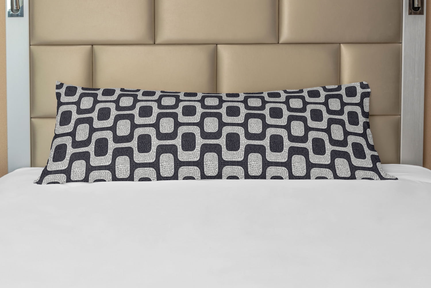 Abstract Body Pillow Case Cover with Zipper, Modern White and Black