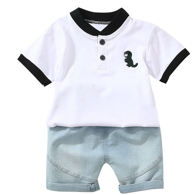 Odeerbi 1-8 Años Niños Trajes de Verano Dinosaurio Algodón Manga Corta Camiseta Pantalones Cortos Conjunto de Dos Piezas