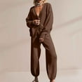 thumbnail image 3 of Scyoekwg Womens Sets 2 Piece Outfits Sweatsuit Fall Outfits Long Sleeve Tops Jogger Sweatpant Fashion Casual Matching Outfits Sweatsuits (Brown,XS), 3 of 7