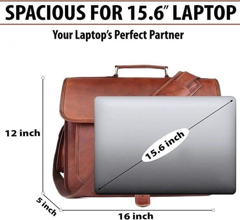 Full grain leather laptop computer bag|Personalized leather messenger bag men|Crossbody shoulder bag work briefcase|Valentine's gift for him