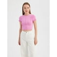 thumbnail image 2 of Round Neck Front Seam Short Sleeve Crop Top, 2 of 5