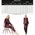 thumbnail image 5 of Women's Pyjama Set Long Sleeve Pyjamas Silk Satin Pjs Soft Button Down Sleepwear Set Loungewear, 5 of 5