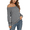 Grey, variant on PPYOUNG Womens Off Shoulder Long Sleeve Blouses Casual Tunic Tops