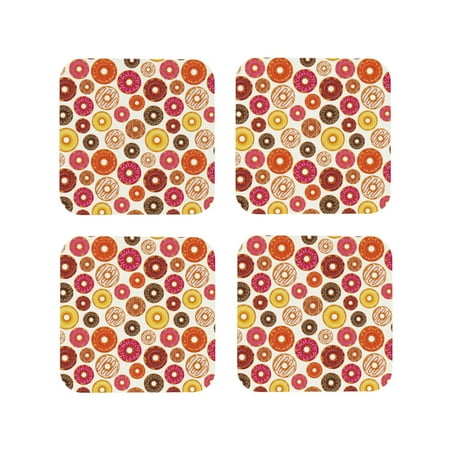 

Drink Coasters Set of 4 Donut pattern Leather Coasters for Coffee Table Protector Heat Resistant Cute Coasters for Home Decor Housewarming Gifts Bar Kitchen 4 Inch Square