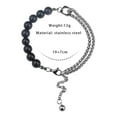 thumbnail image 4 of Fashion White Cat Eye Beads Bracelets Ins Style Stainless Steel Layered Bracelets for Men Women, YQZIYOU, 4 of 4