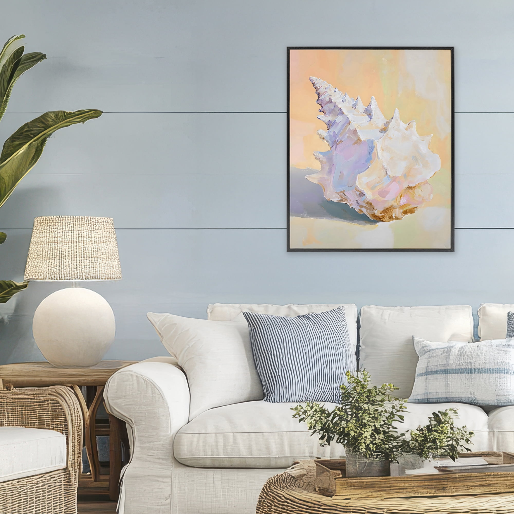Stupell Industries Vintage Shell in Pastel Light Black Framed Giclee Art, design by The Prints Vibe