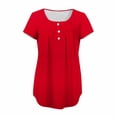 thumbnail image 6 of jobturf Henley Shirts for Women Trendy Pleated Front Short Sleeve Tops Comfy Loose Summer Basic Tees Business Casual Work Blouses S-XXL, 6 of 6