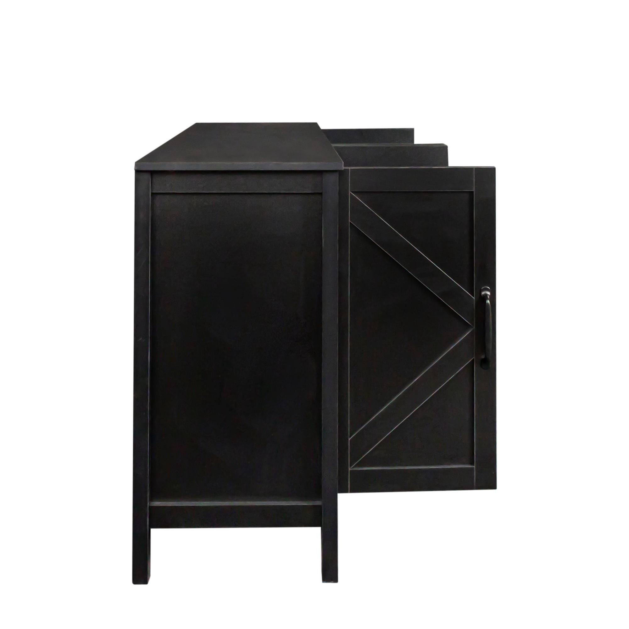Aukfa Storage Cabinet,Freestanding Sideboard Cabinet with 4 Doors for Living Room - Black